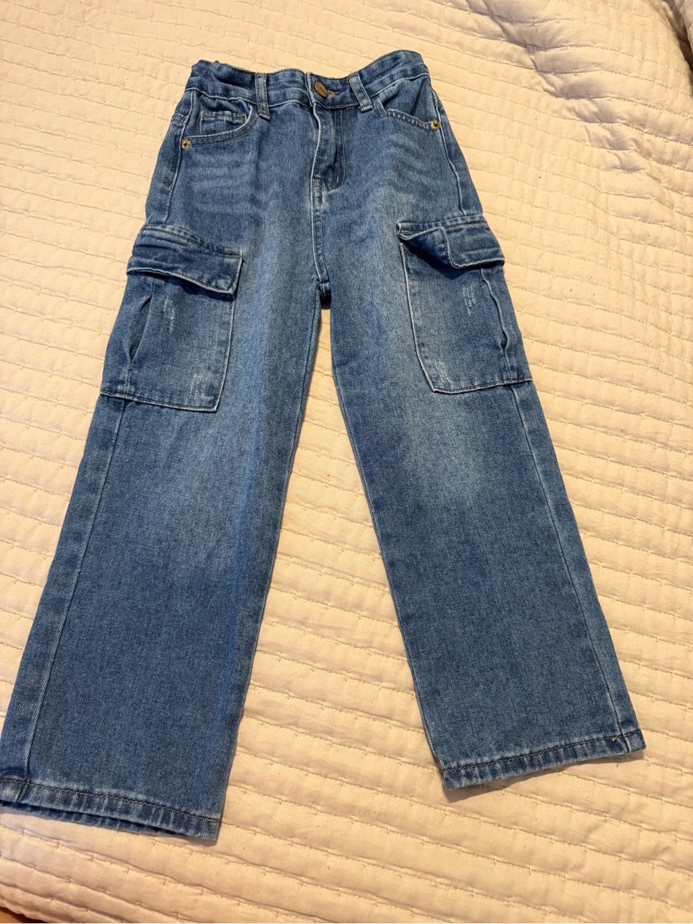 Kids Blue Cargo Denim Jeans - Relaxed Straight Fit